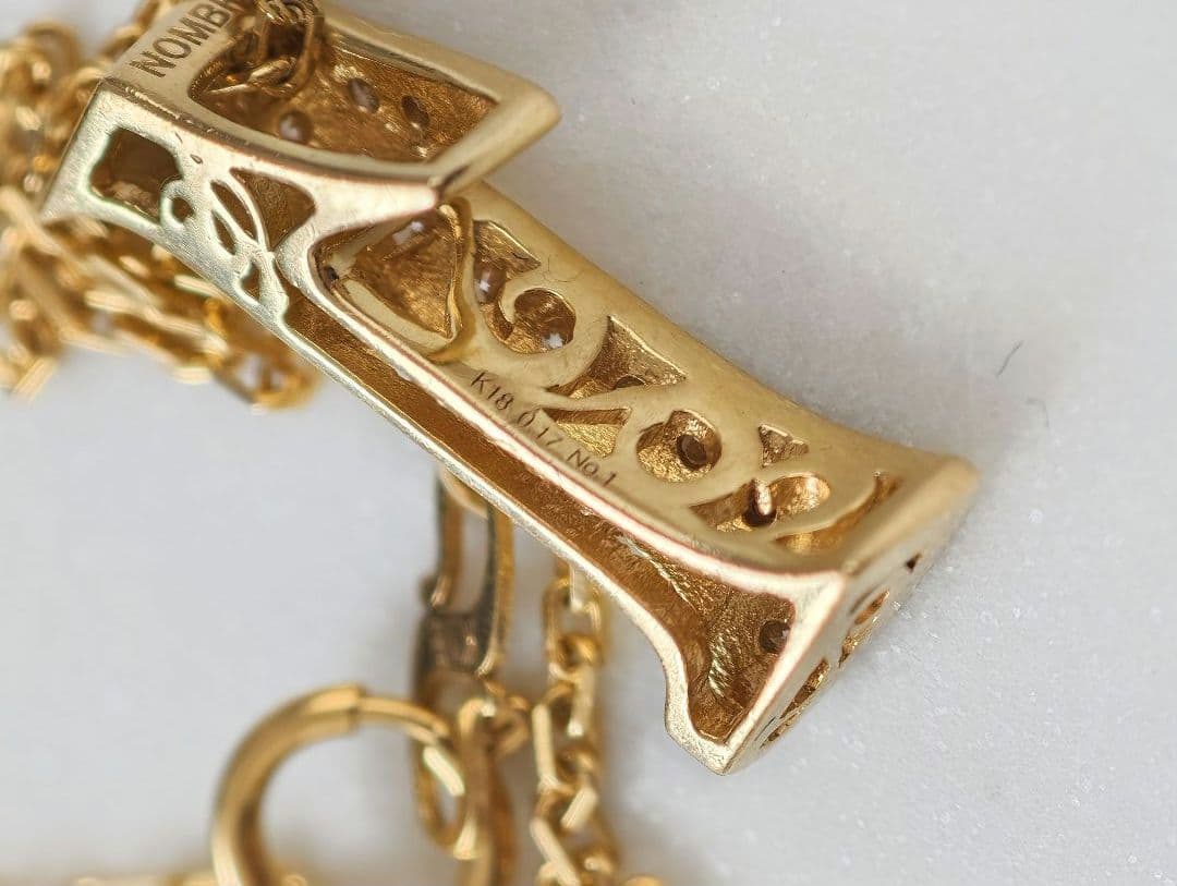 ゆきざき ノンブル ダイヤ ネックレス K18 0.17ct ギャランティ付属