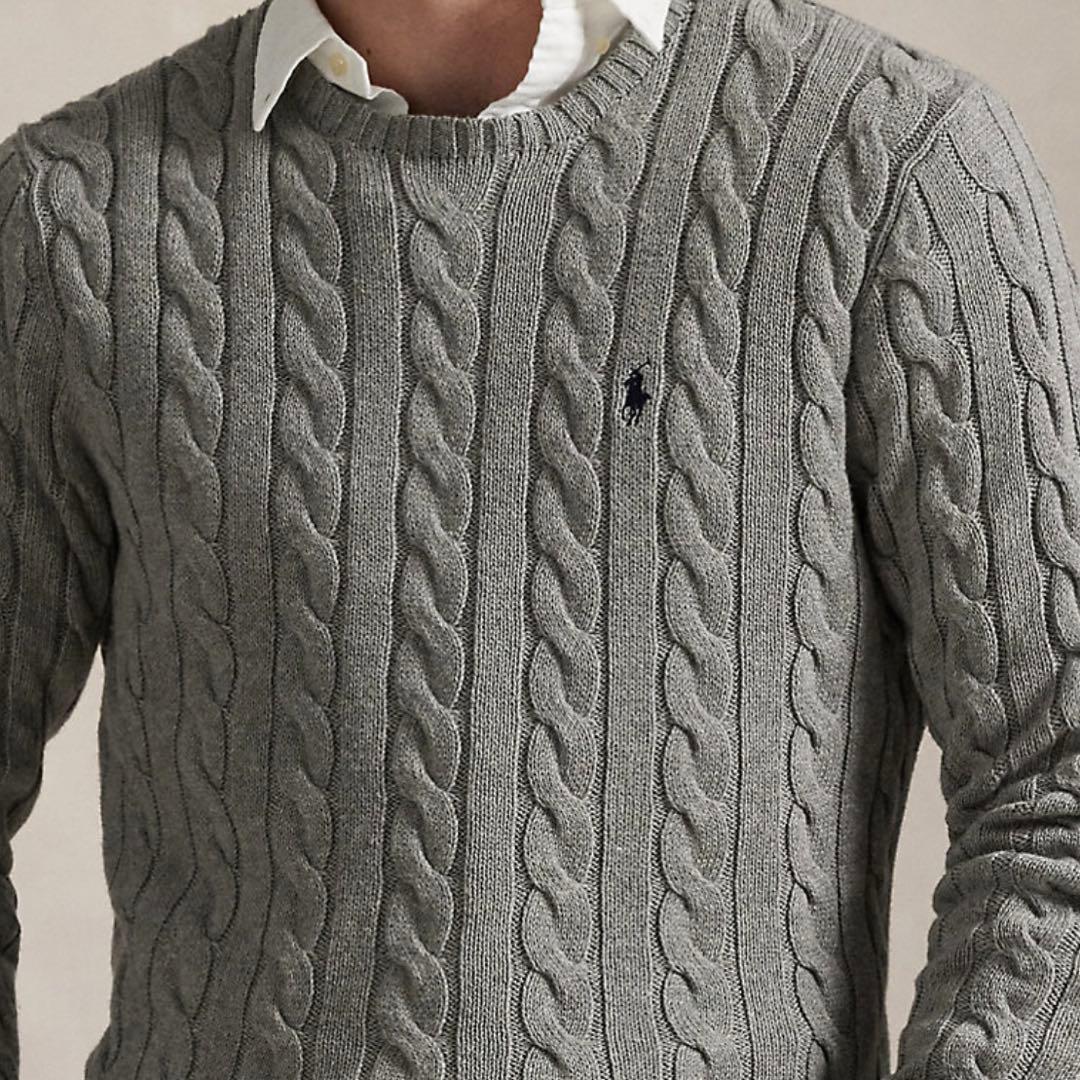 新品タグ付POLO RALPH LAURENケーブルニットグレーM - メルカリ