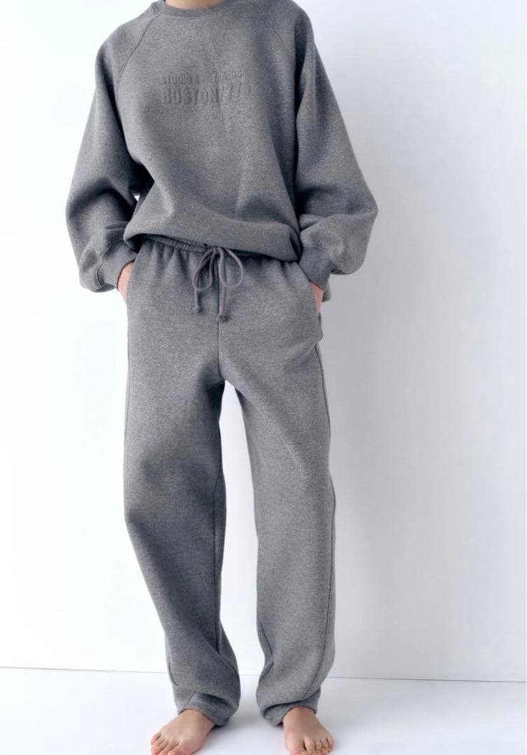 新品 ZARA ザラ L ラメプラッシュ ジャージー セットアップ スウェット