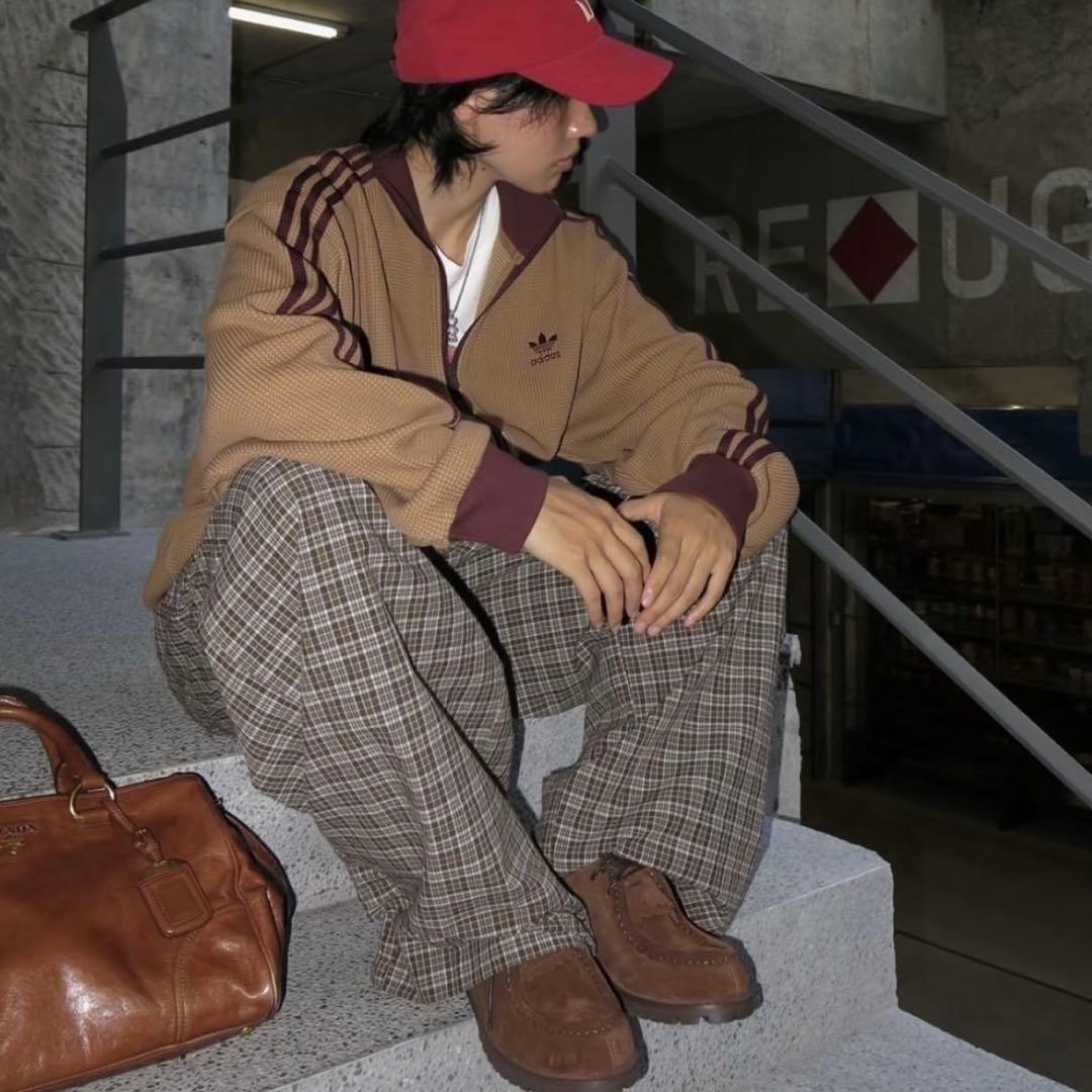 海外限定カラー2XL⭐️adidasワッフルニットトラックトップ ブラウン