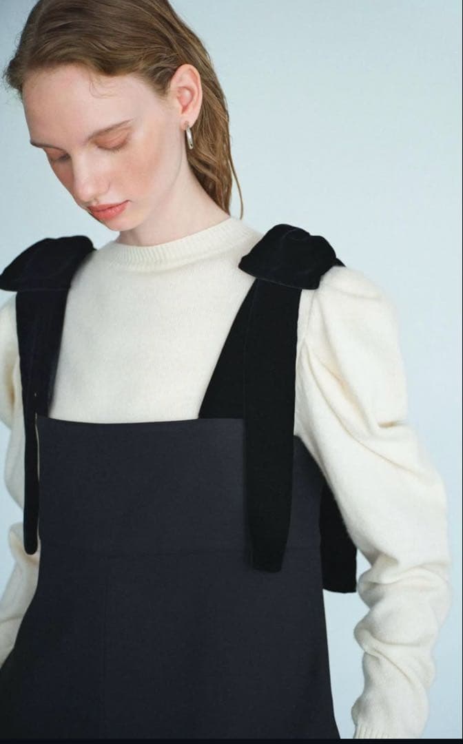 cygne シーニュ リボンショルダーオールインワン Stelle ブラック