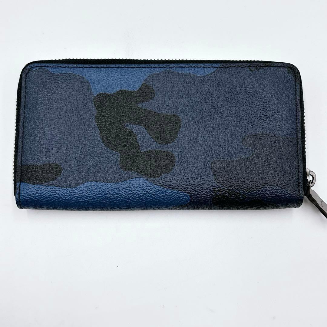 COACH コーチ 財布 迷彩 カモフラ 長財布 ブルー ブラック レザー