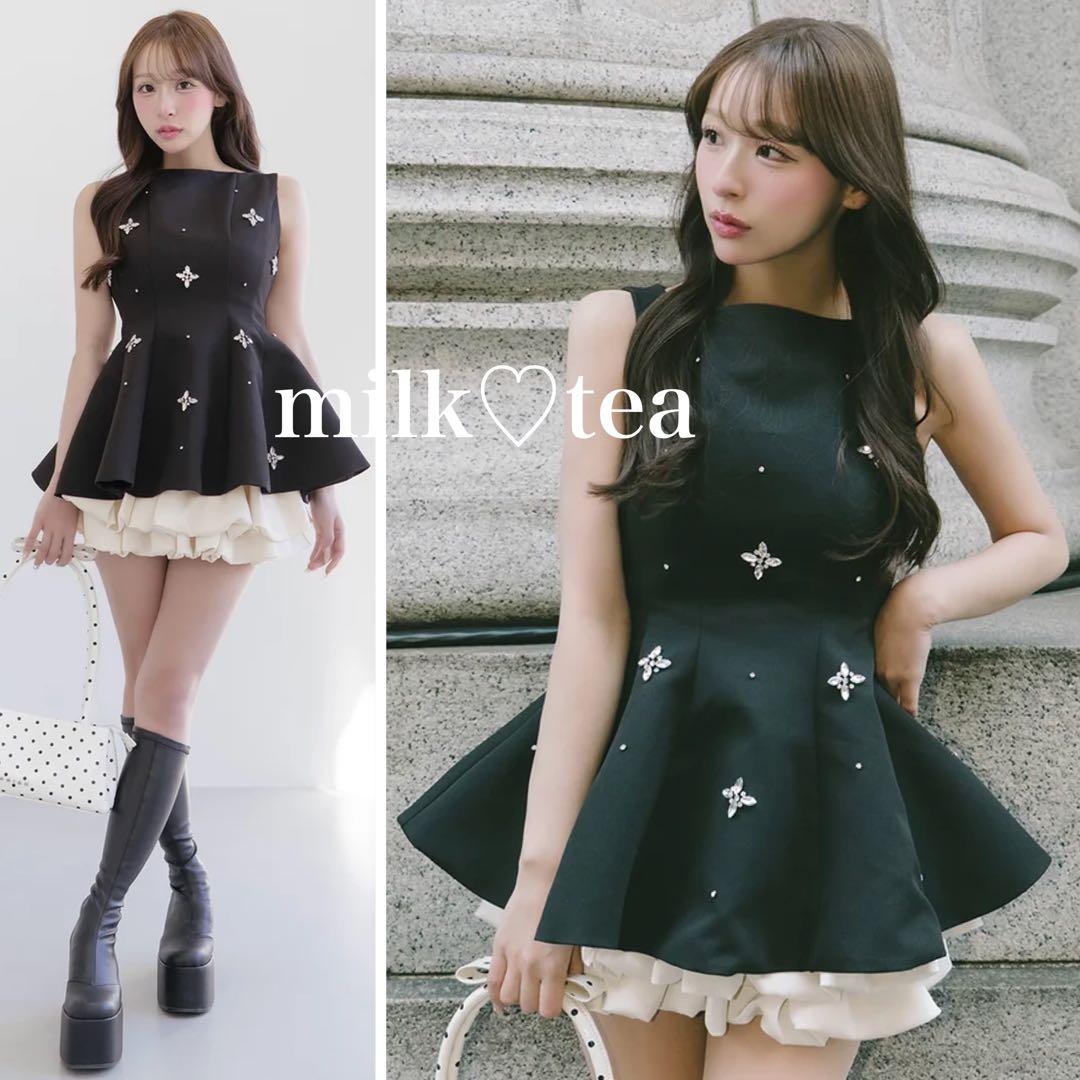 新品タグ付 ダーリッチ ブラック フリー ビジューフレアバルーンミニドレス ビジューフレアバルーンミニドレス – Darich (ダーリッチ)