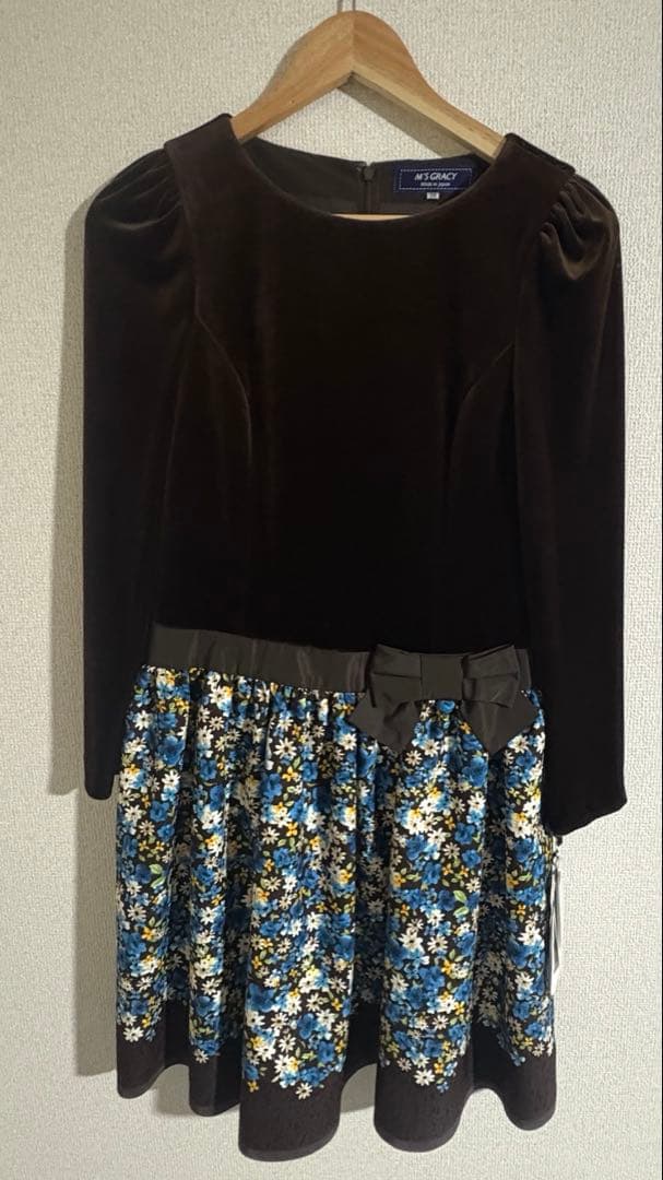 【値下げ依頼可】M’S GRACY エムズグレイシー　ワンピース 38 M'S GRACY（エムズグレイシー） ワンピース ツイードライクモチーフ柄