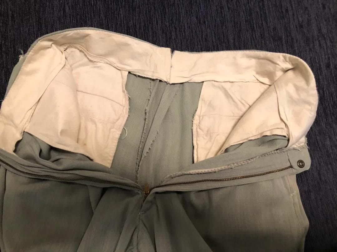 L 40s 50sレーヨン 淡緑 グリーン ギャバ ヴィンテージ スラックス