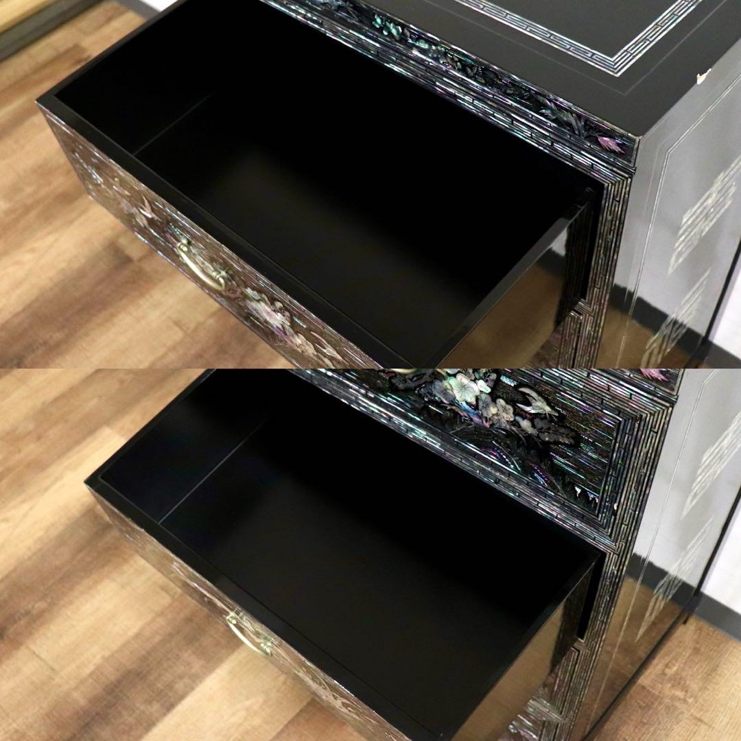 GMIK263○螺鈿細工 4段チェスト サイドチェスト 収納家具 引き出し収納