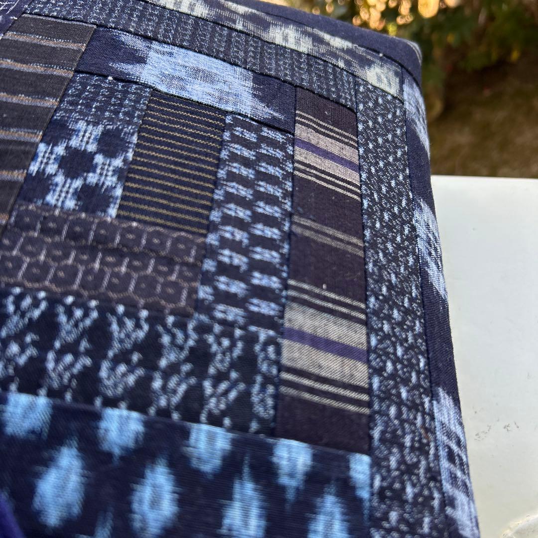 絣のパッチワーク大きながま口丸ショルダー (*´꒳`*)ショルダー紐と