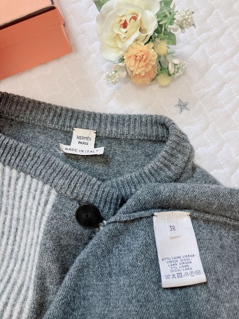 HERMES ロングカーディガン コート Hロゴ ヴァージンウール - メルカリ