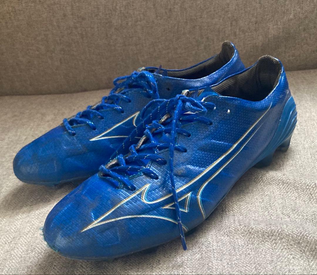 ミズノ スパイク アルファ ELITE 25.5 青 ブルー サッカー - メルカリ