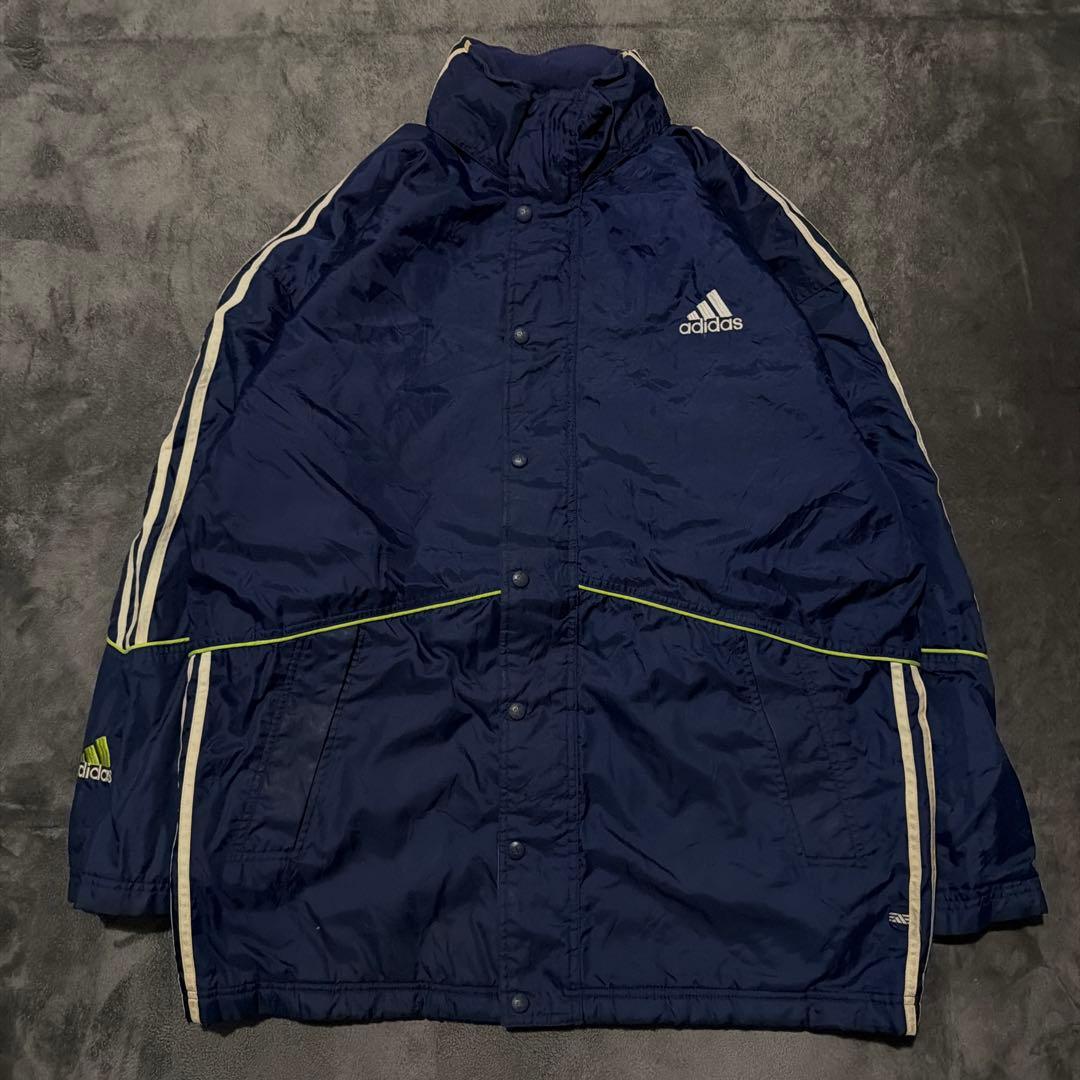 90s 万国旗タグ アディダス ナイロンジャケット ベンチコート 刺繍