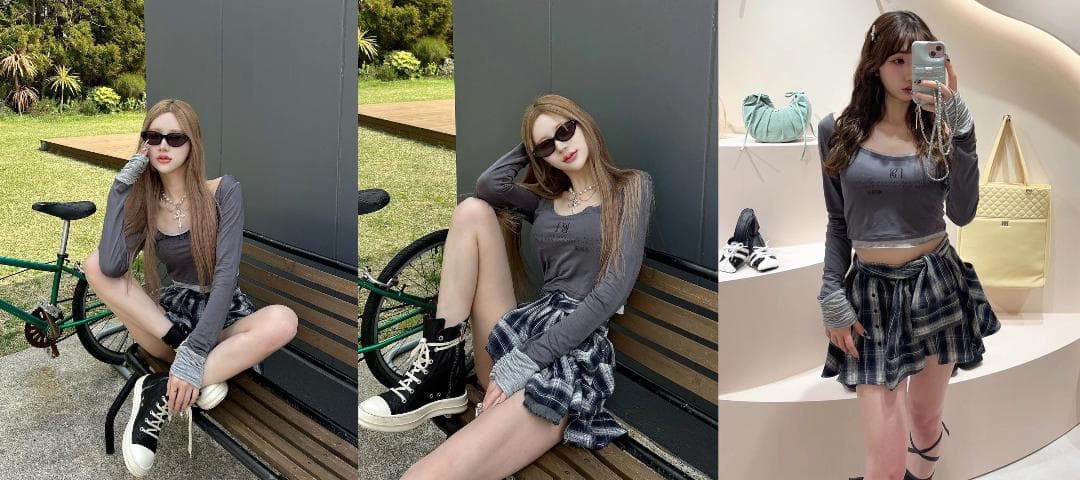 ダーリッチ darich レイヤードチェックショートパンツ ネイビー FL