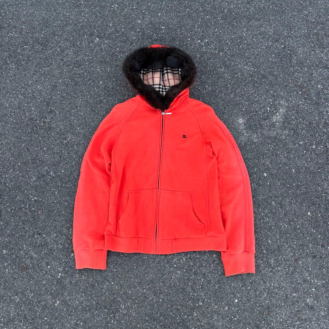 old Burberry ファー パーカー y2k archive フェード - メルカリ