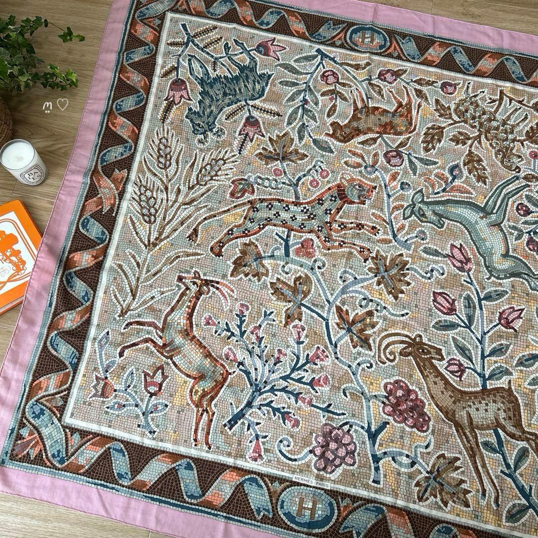 HERMESエルメス カレジェアン140 ペイヴメント カシシル 動物モザイク