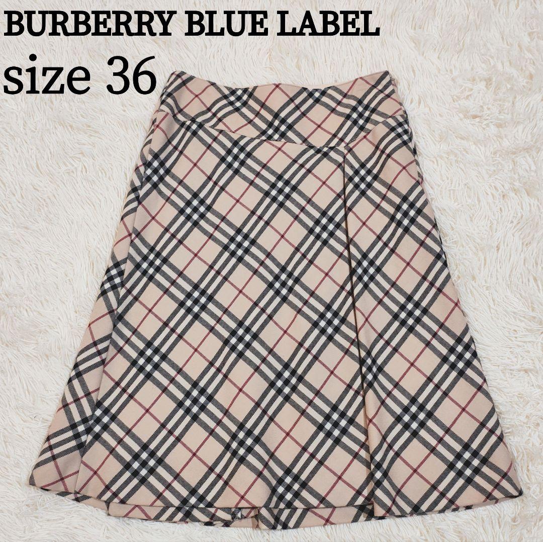 バーバリー ブルーレーベル フレアスカート ノバチェック 三陽商会 36