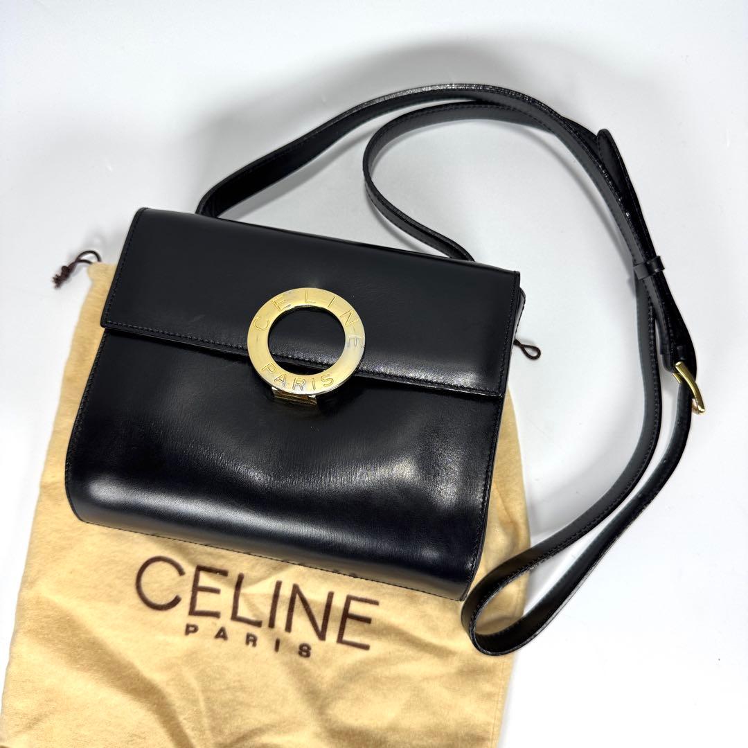 希少✨ CELINE セリーヌ サークルロゴ レザーショルダーバッグ