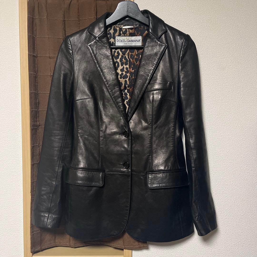 dolce&gabbana レザー テーラードジャケット archive DOLCE&GABBANA leather tailored jacket | NOIR ONLINE