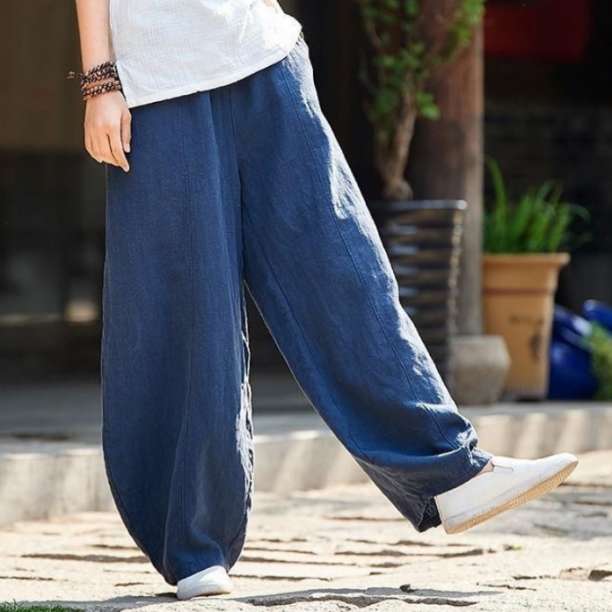 サルエルパンツ ワイドパンツ メンズ レディース 綿麻 ゆったり