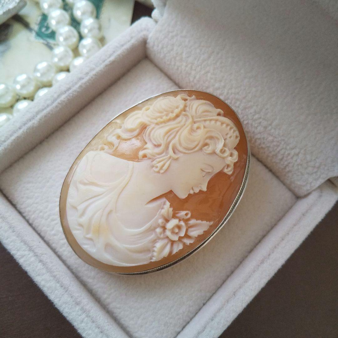 ITALY SILVER 800 シェルカメオ ブローチ ペンダント cameo - メルカリ
