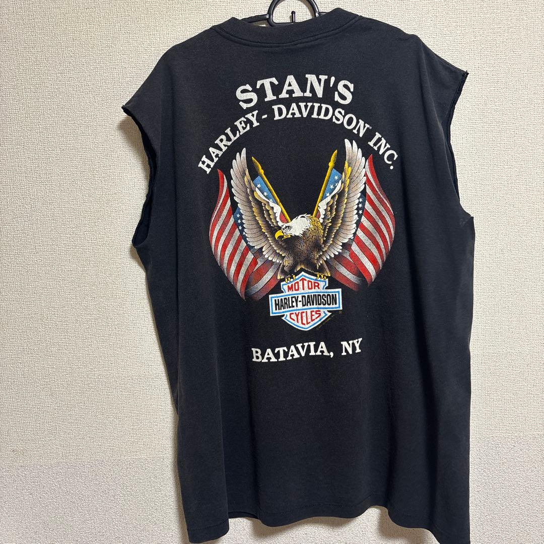 90s ハーレーダビッドソンBLOCKHEAD ノースリーブ シングルステッチ