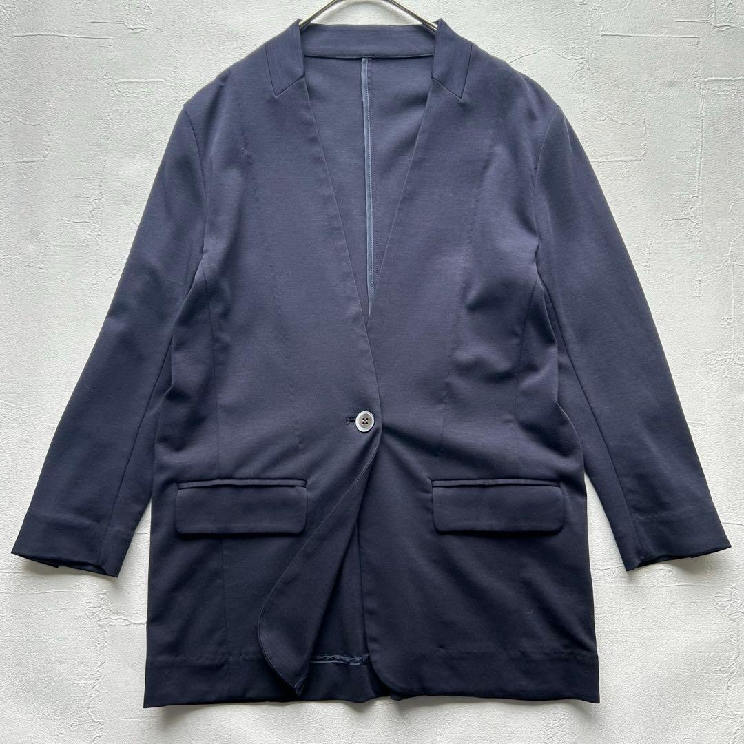 ルーニィ ノーカラージャケット ネイビー 38 きれいめ 通勤 オフィス