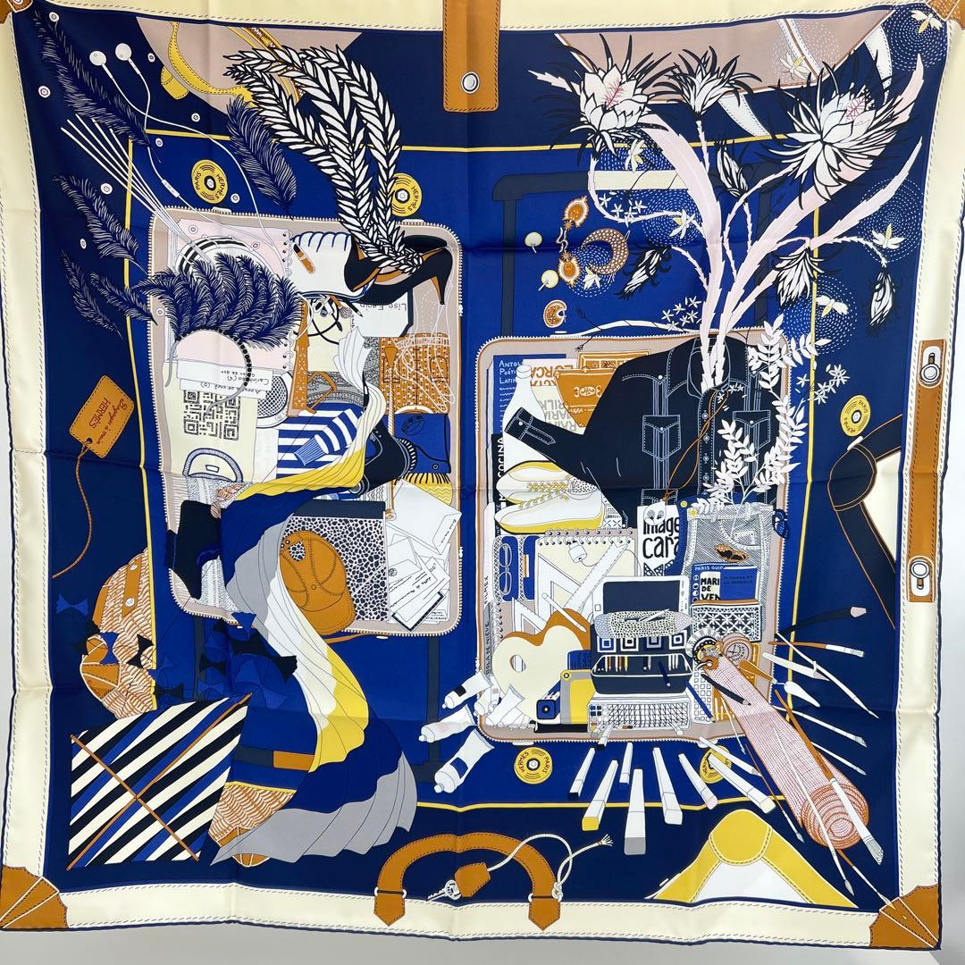 新品未使用 HERMES エルメス カレ90 マリン ネイビー バガージュアマン