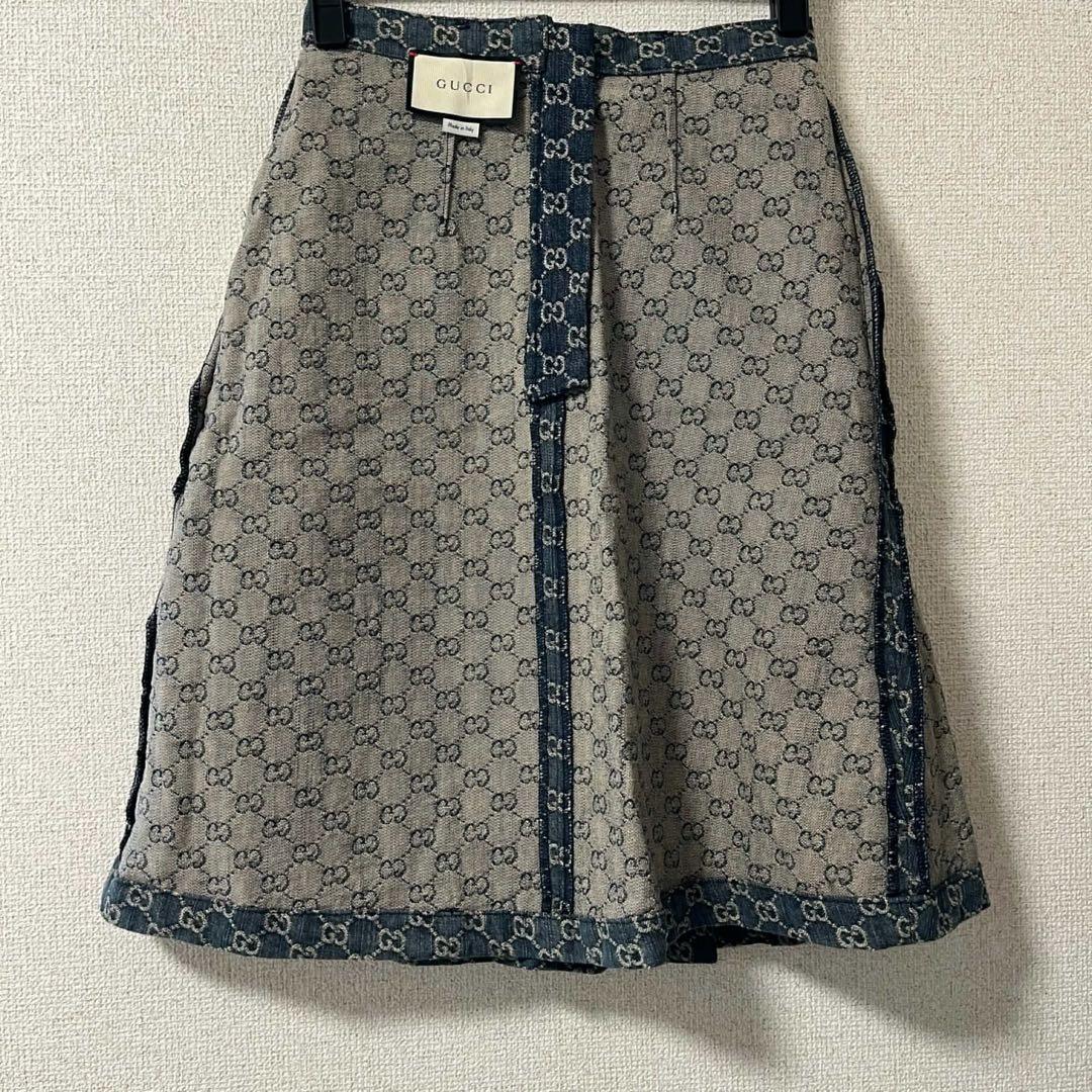 GUCCI GGロゴ 総柄デニムロングスカート サイズ38 - メルカリ