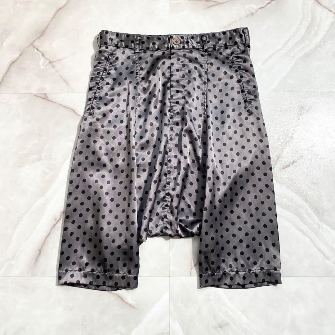 A17262 美品 コムデギャルソン ドット柄 サテンサルエルハーフパンツ
