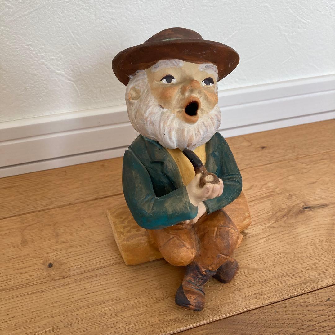 煙出し人形 パイプおじさん 香炉 お香立て 陶器製 置き物 ヴィンテージ
