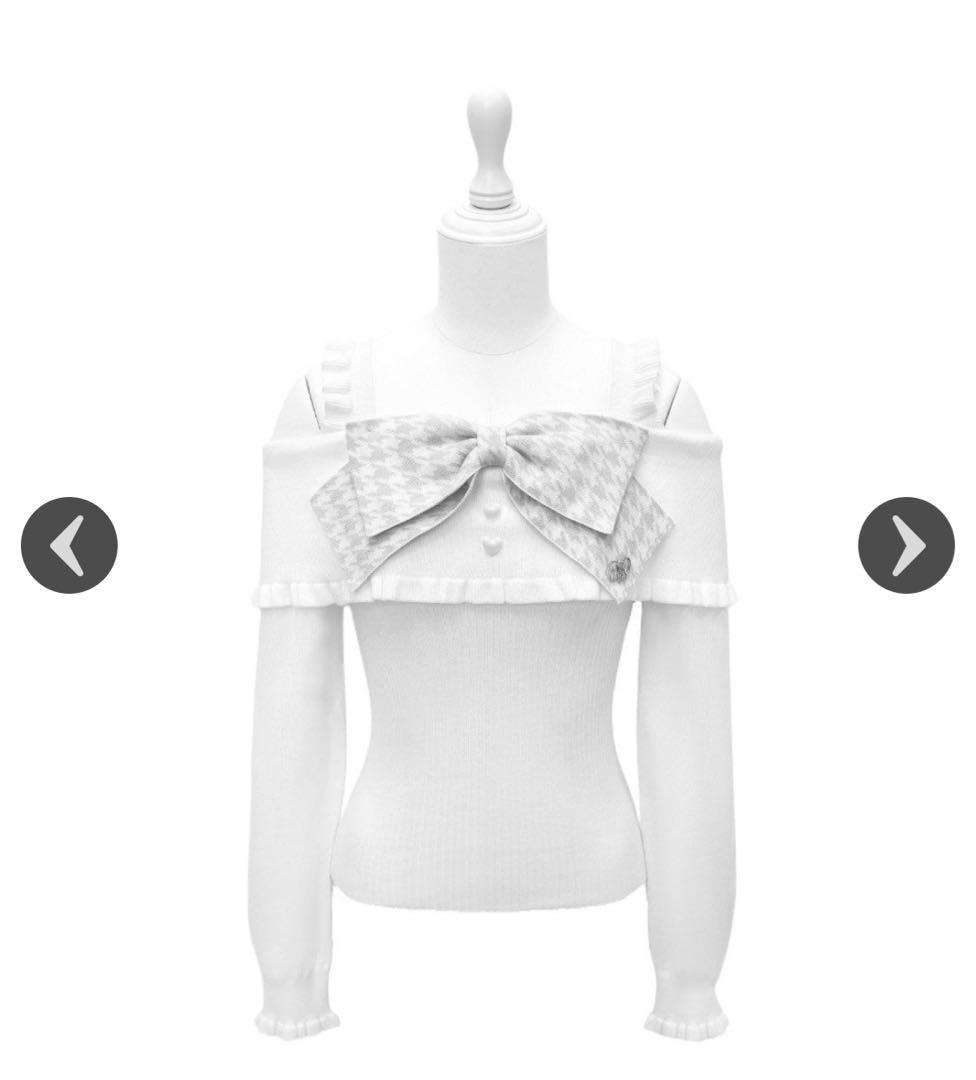 ハニーミュウ ビッグリボンオフショルニットトップス ホワイト - メルカリ