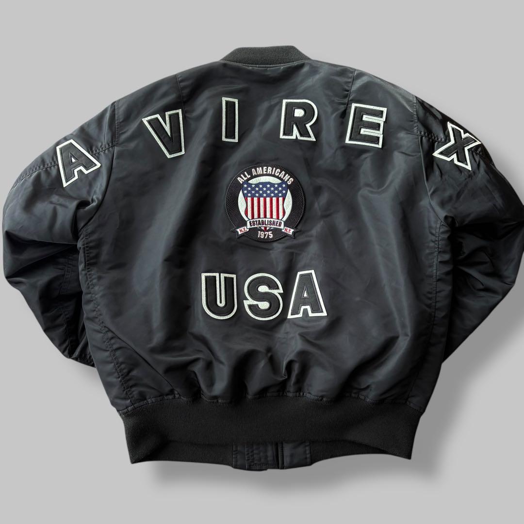 AVIREX MA-1 フライトジャケット 50周年 ビッグロゴ 地図裏地 XL