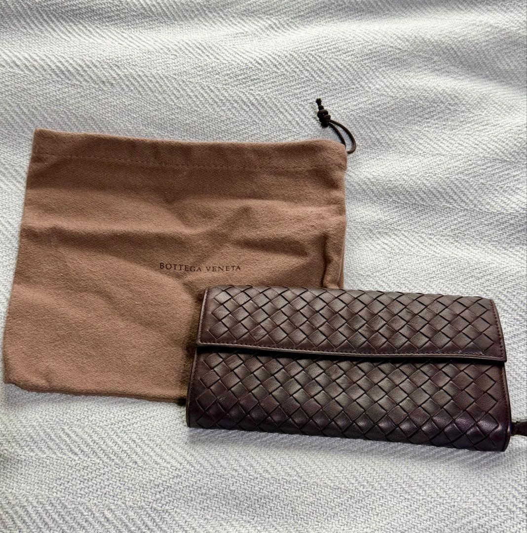 BOTTEGA VENETA イントレチャート長財布 ダークブラウン - メルカリ