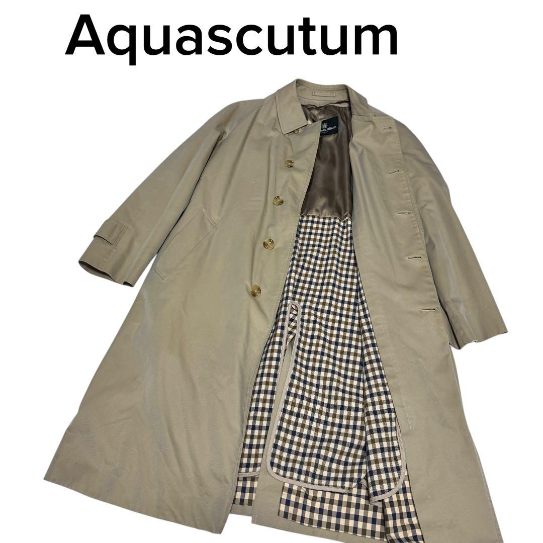 アクアスキュータム カシミヤウール　ライナー付 ステンカラーコートベージュ XL ROVER