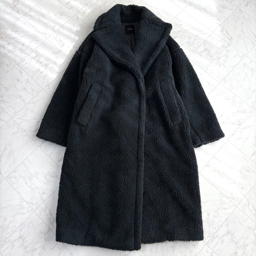 ノーク】ボアコート ロング テディベアコート ゆったり チャコールグレー M