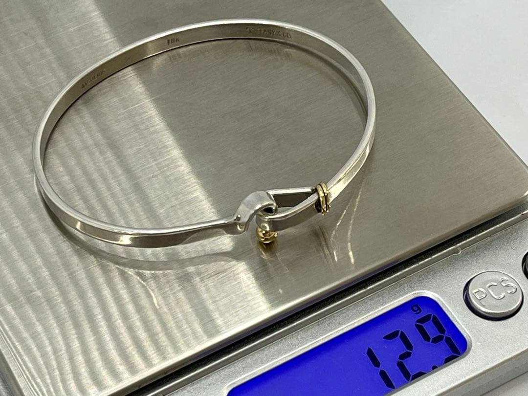 h482 ティファニー フック&アイ コンビ バングル 750/925 k18 - メルカリ