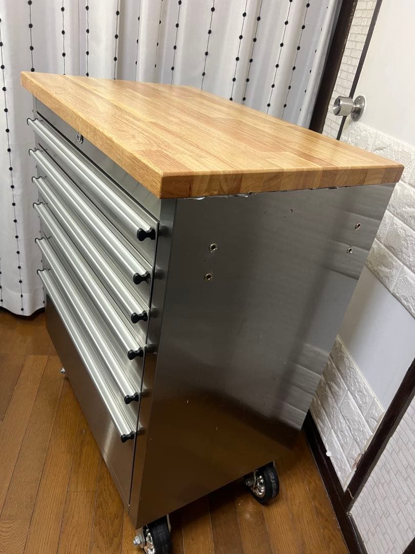 ステンレススチール製引き出しキャビネット・DIYツールワゴン ステンレス,ツールキャビネット,総積載荷重約700kg,約幅1975×奥行487