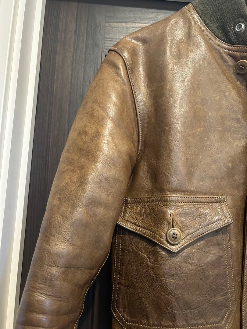 m*a様 激渋 FREEWHEELERS 37j1 オリーブ レザージャケット