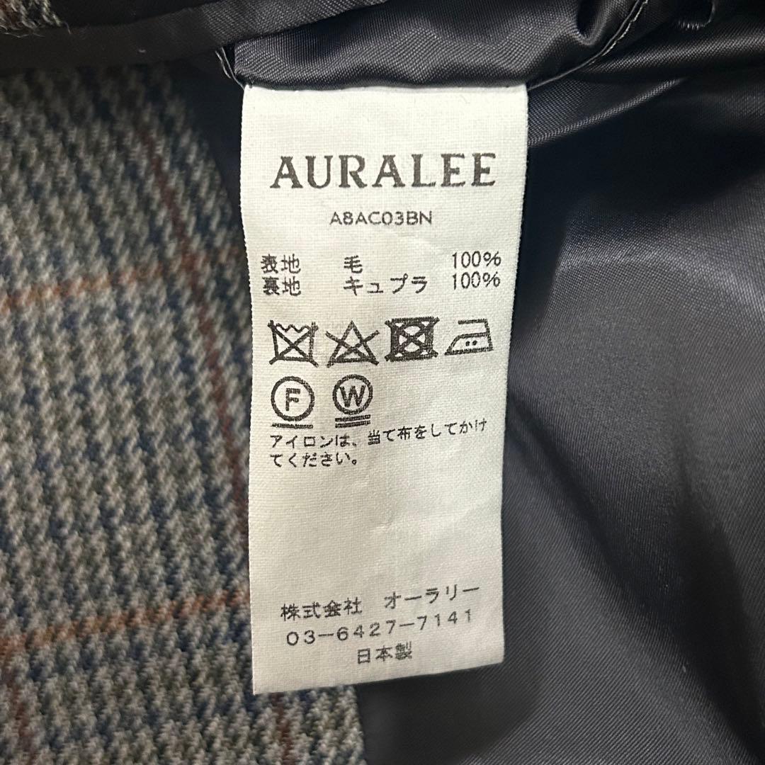 極美品 オーラリー ダブルブレストコート ガンクラブチェック サイズ0