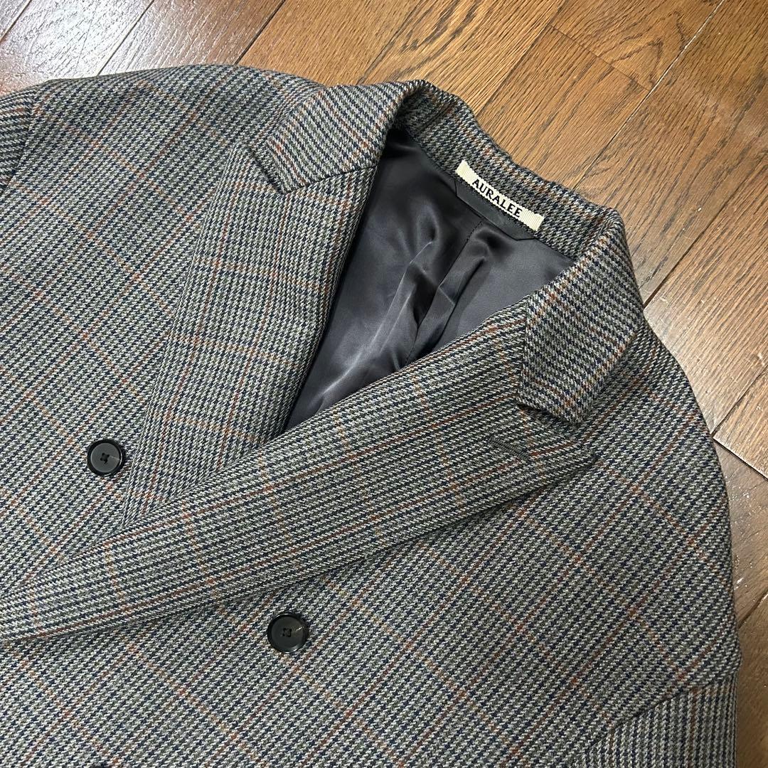 極美品 オーラリー ダブルブレストコート ガンクラブチェック サイズ0