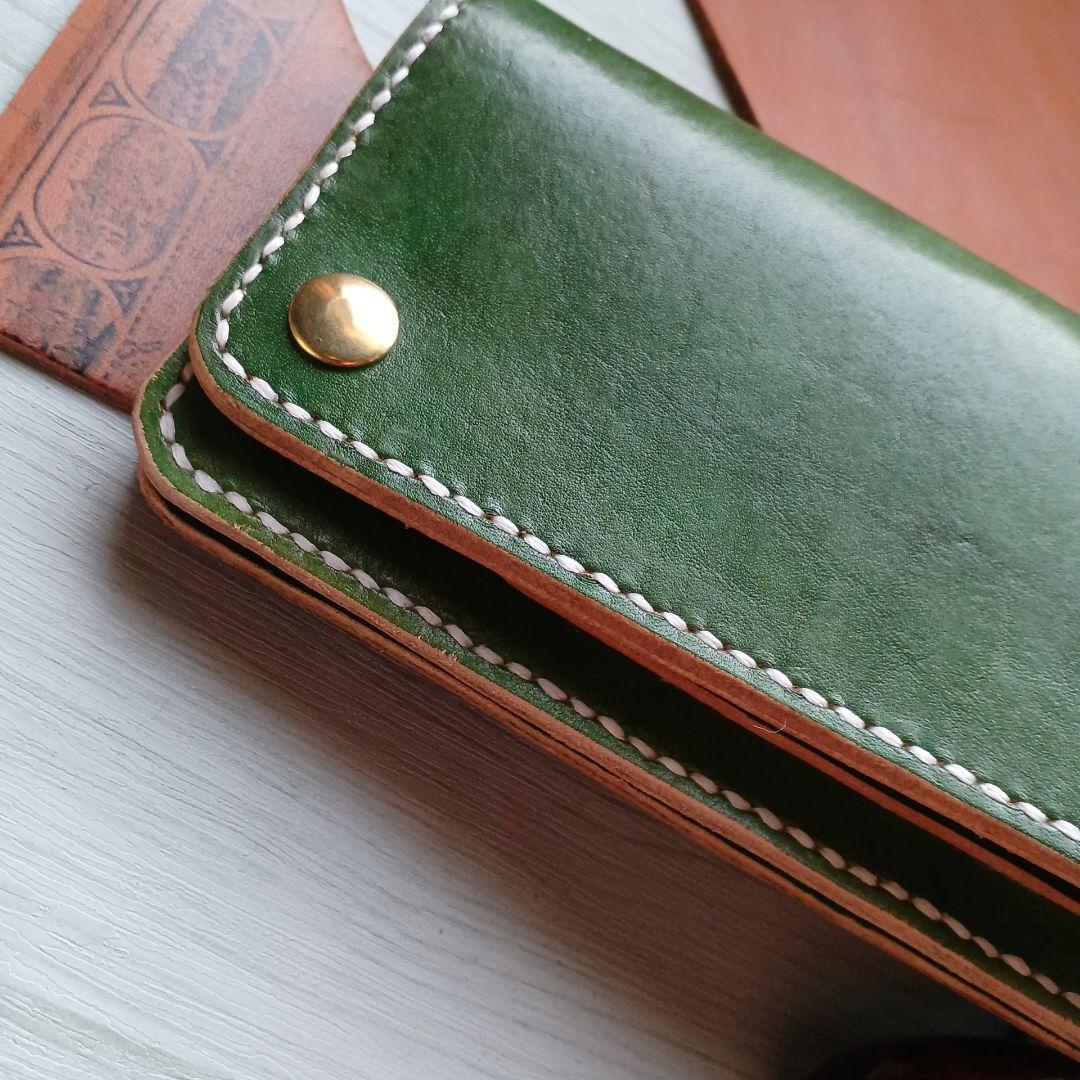 トラッカーウォレット ロング ハンドメイド グラデーション オリーブ