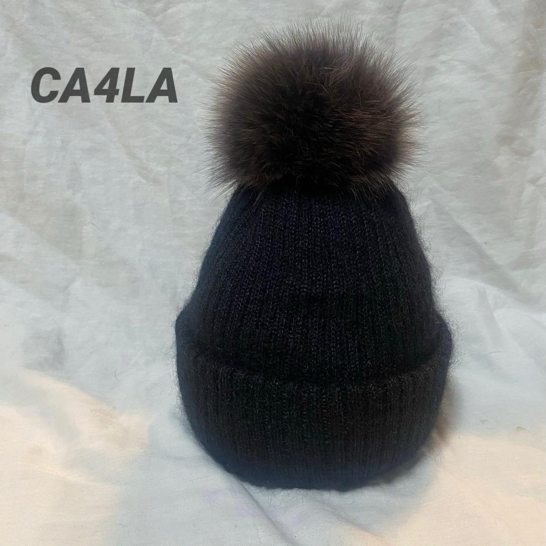 CA4LA カシラ 日本製 ファー付きモヘアウールニットビーニー - メルカリ