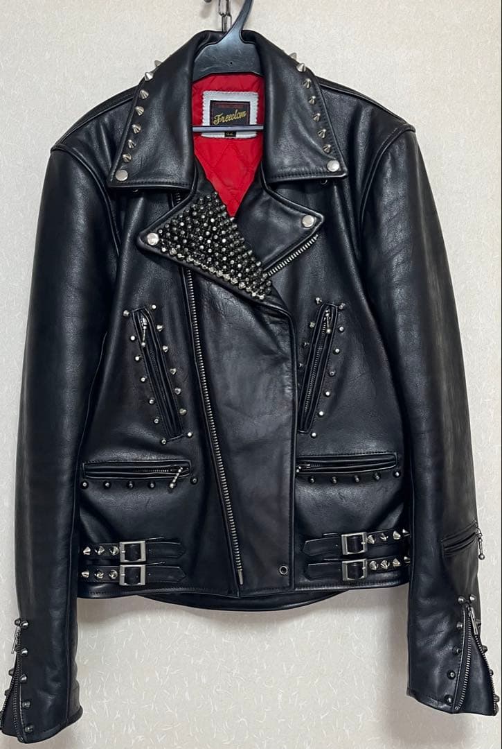 カスタム】FREEDOM ダブルライダース/size 42/牛革/鋲ジャンFreedom