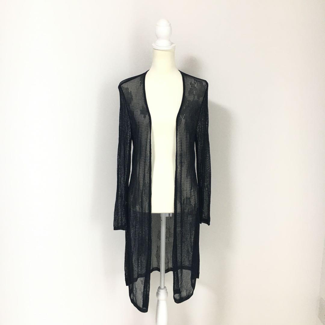 近年美品　LEONARD レオナール　美しい刺繍　ニット　ロング　カーディガン 美品】レオナール シルク混 宝石柄 ノーカラー カーディガン LL 日本製