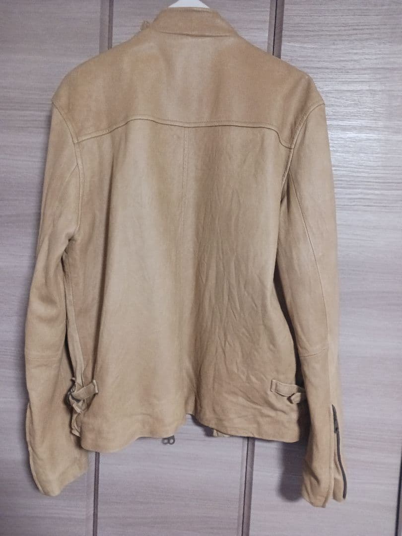 acoustic ベージュ レザーシングルライダースジャケット M - メルカリ