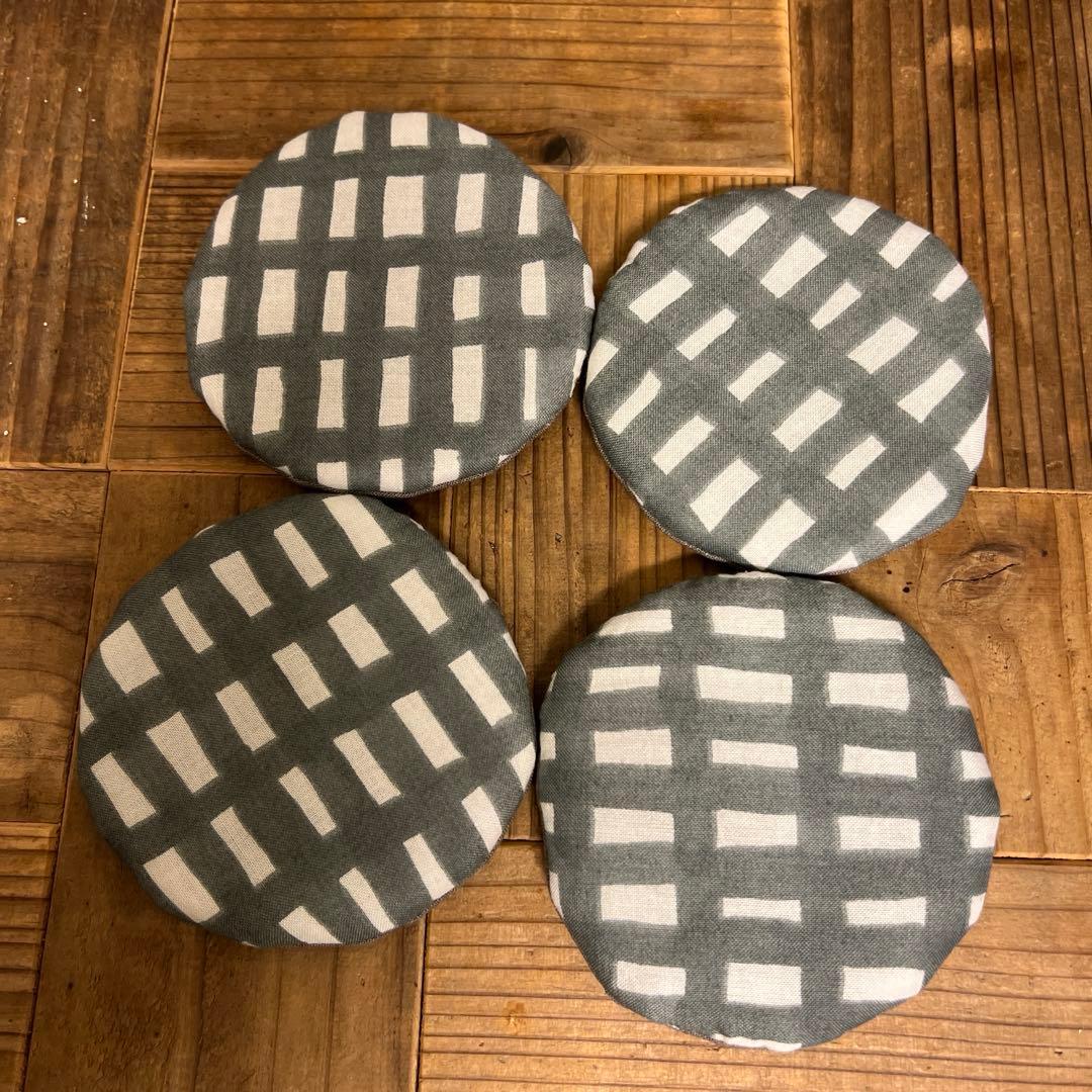 ハンドメイド ミナペルホネン コースター sora checkライトピンク