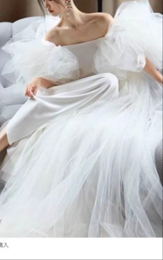 キャミソール サテン チュール 前撮り ウェディングドレス（WD242239