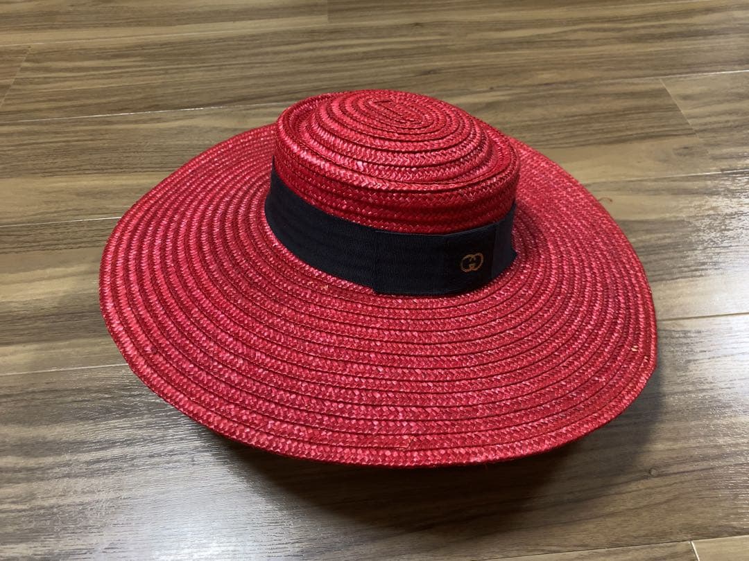 激レア　GUCCI グッチ　麦わら帽子　カンカン帽　ストローハット GUCCI】グッチ ビー（蜂） カンカン帽子 ストローハット (GUCCI/ハット