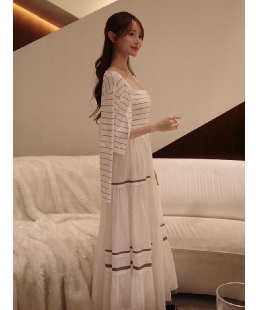 セット売り】ニットコンビタックティアードワンピース＆カーディガン