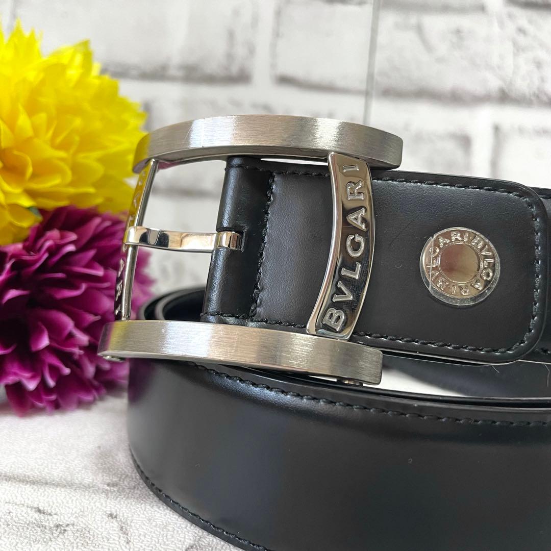 極美品✨ブルガリ ベルト アショーマ シルバーバックル メンズ 黒