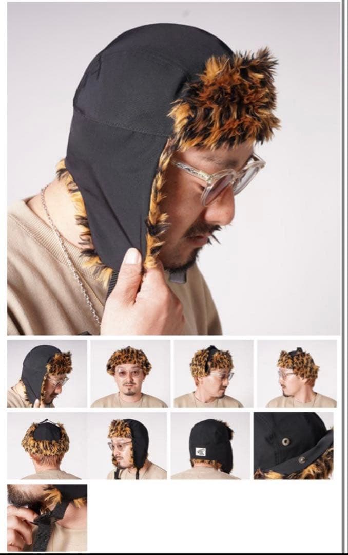 タグ付】NASTOYS フライトキャップ ブラック＆レオパード 森下直哉さん着