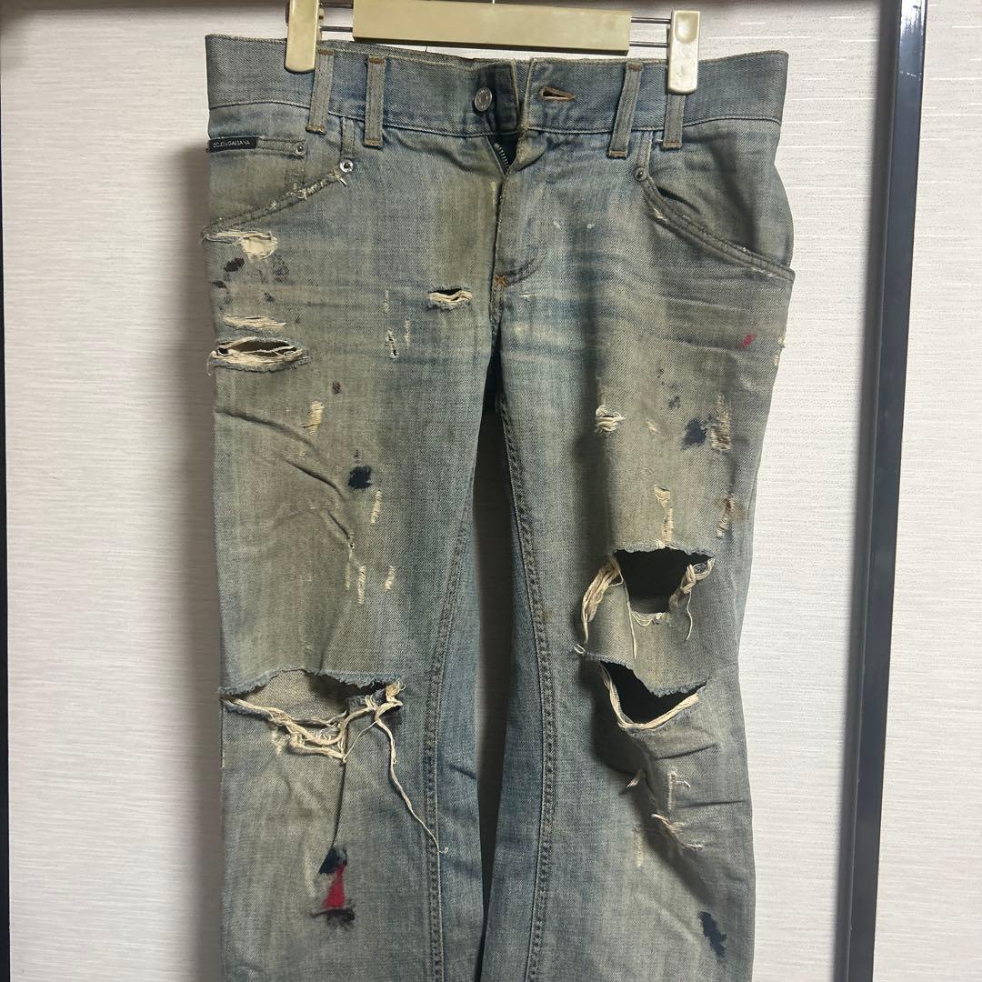 ドルチェ＆ガッバーナ　ダメージデニムパンツ 中古・古着通販】DOLCE & GABBANA (ドルチェ＆ガッバーナ) ダメージ